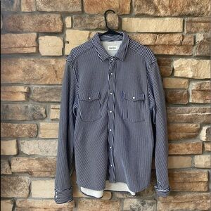 Taylor Stitch the glacier shirt in hickory stripe, 42/XL